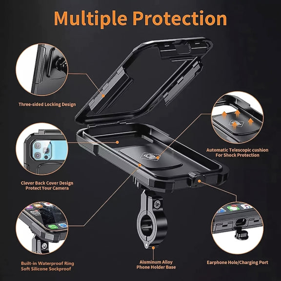 Kewig M18L-A1 Motorcycle / Bicycle Handlebar Wireless Charging Water-resistant Box Mobile Phone Holder