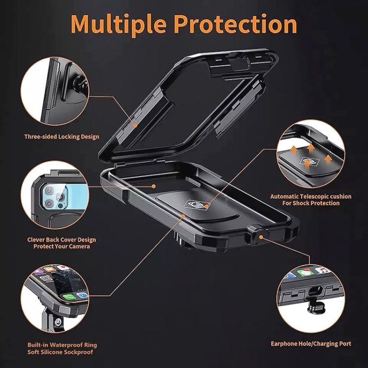Kewig M18S-A2 Motorcycle / Bicycle Rearview Mirror Wireless Charging Water-resistant Box Mobile Phone Holder