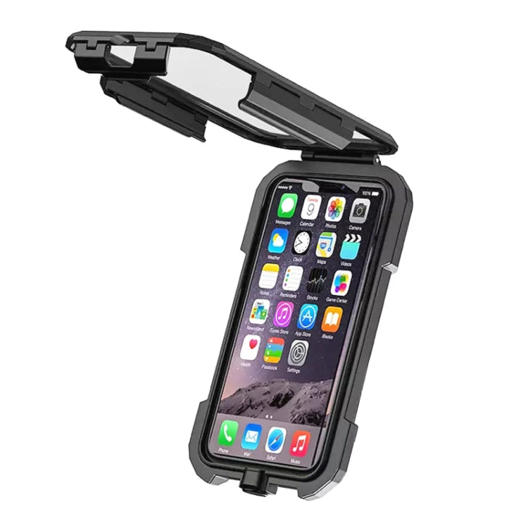 Kewig M18L-A2 Motorcycle / Bicycle Rearview Mirror Wireless Charging Water-resistant Box Mobile Phone Holder