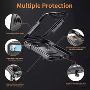 Kewig M18L-A2 Motorcycle / Bicycle Rearview Mirror Wireless Charging Water-resistant Box Mobile Phone Holder
