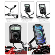 Kewig M18L-A2 Motorcycle / Bicycle Rearview Mirror Wireless Charging Water-resistant Box Mobile Phone Holder