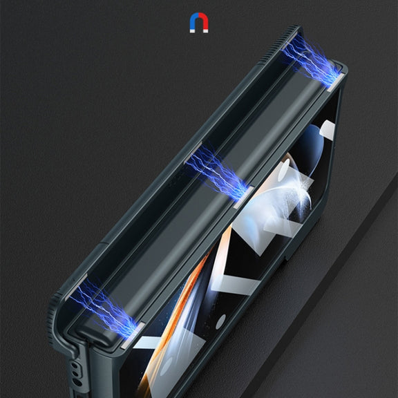 For Samsung Galaxy Z Fold4 GKK Integrated Magnetic Folding Phone Case with Pen Slot(Black)