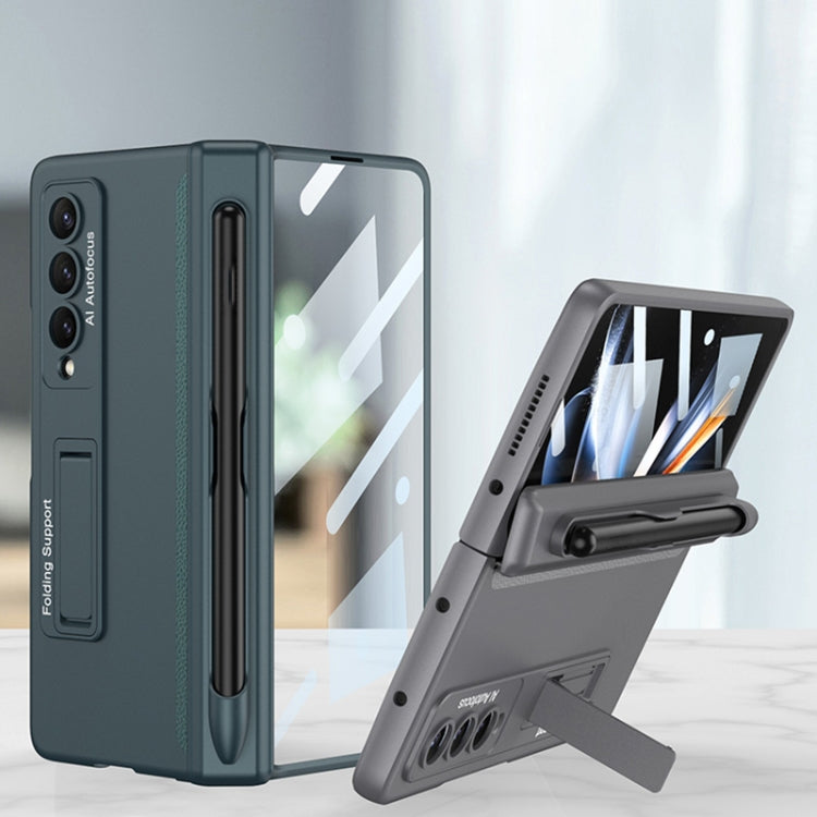 For Samsung Galaxy Z Fold4 GKK Magnetic Hinge Flip Phone Case with Holder & Pen Slot(Silver)