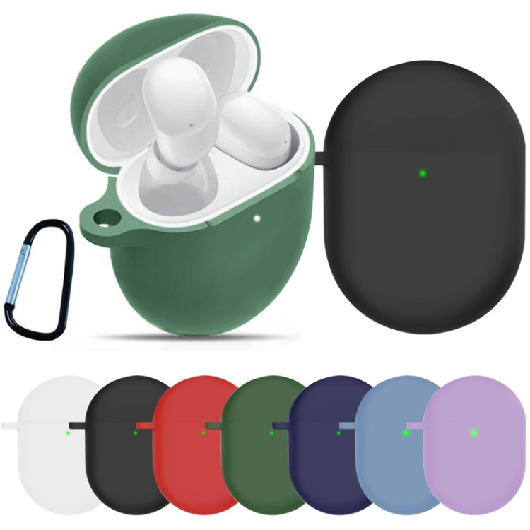 For Redmi Buds4 Silicone Earphone Protective Case with D Carabiner(Black)