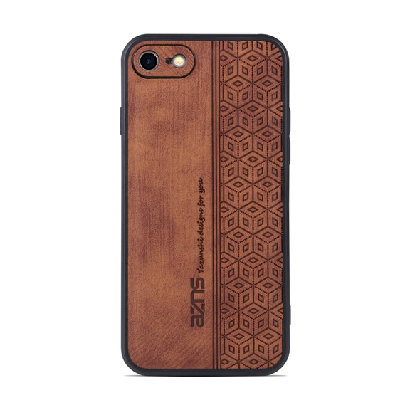 For iPhone SE 2022 / SE 2020 / 8 / 7 AZNS 3D Embossed Skin Feel Phone Case(Brown)