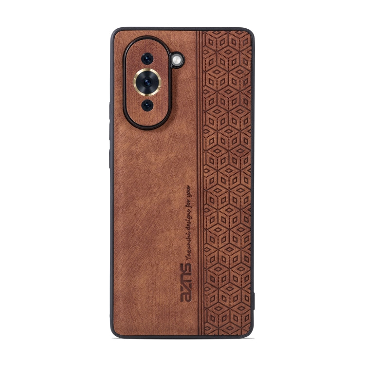 For Huawei nova 10 AZNS 3D Embossed Skin Feel Phone Case(Brown)