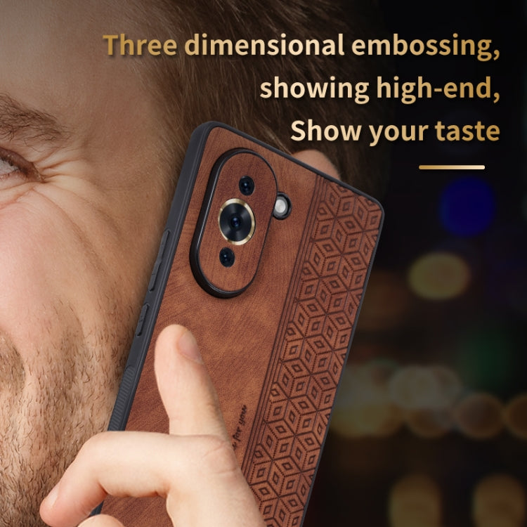 For Huawei nova 10 AZNS 3D Embossed Skin Feel Phone Case(Brown)