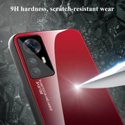 For Xiaomi Redmi K50 Ultra / 12T / 12T Pro Gradient Color Glass Phone Case(Red Black)