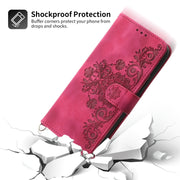 For Xiaomi Redmi Note 11 Pro Skin-feel Flowers Embossed Wallet Leather Phone Case(Wine Red)