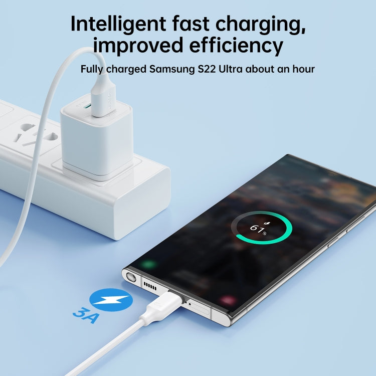JOYROOM S-UC027A9 3A USB to USB-C/Type-C Fast Charging Data Cable, Length:0.25m(White)
