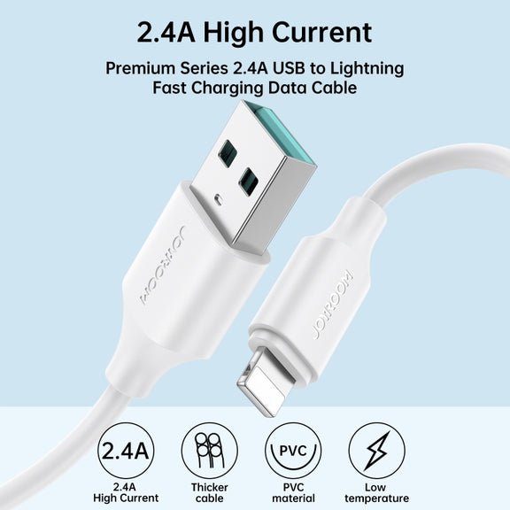 JOYROOM S-UL012A9 2.4A USB to 8 Pin Fast Charging Data Cable, Length:1m(Black)