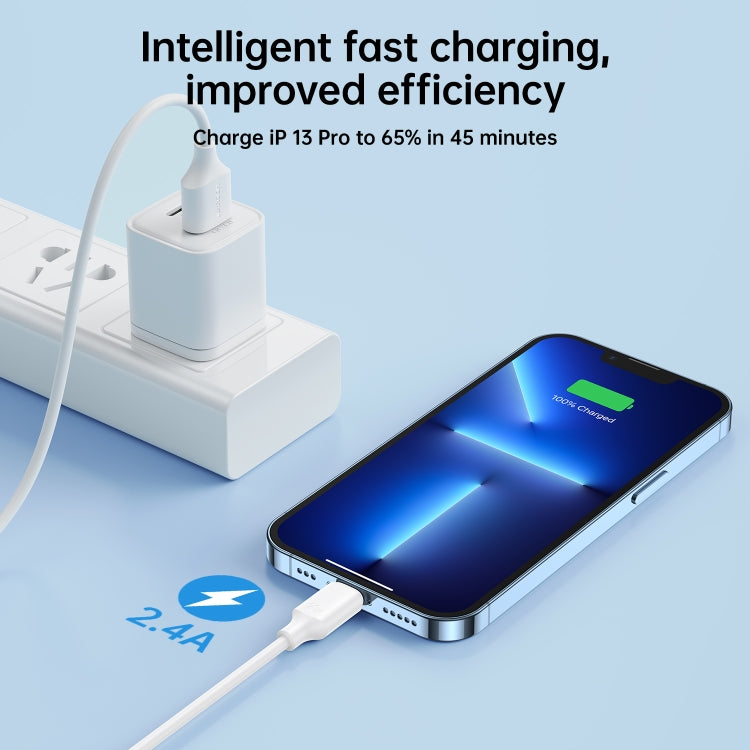 JOYROOM S-UL012A9 2.4A USB to 8 Pin Fast Charging Data Cable, Length:1m(Black)