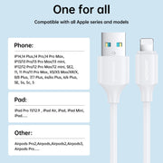 JOYROOM S-UL012A9 2.4A USB to 8 Pin Fast Charging Data Cable, Length:0.25m(White)
