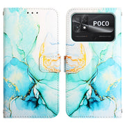 For Xiaomi Poco C40 Global PT003 Marble Pattern Flip Leather Phone Case(Green LS003)