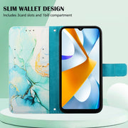 For Xiaomi Poco C40 Global PT003 Marble Pattern Flip Leather Phone Case(Green LS003)
