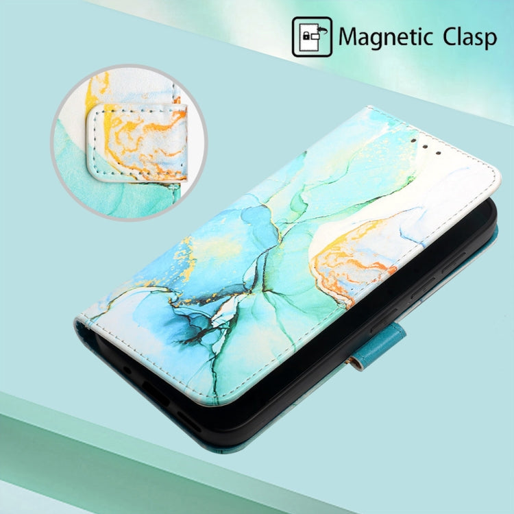 For Xiaomi Poco C40 Global PT003 Marble Pattern Flip Leather Phone Case(Green LS003)