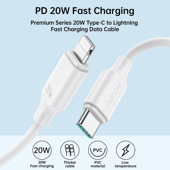 JOYROOM S-CL020A9 20W USB-C/Type-C to 8 Pin Fast Charging Data Cable, Length:1m(White)
