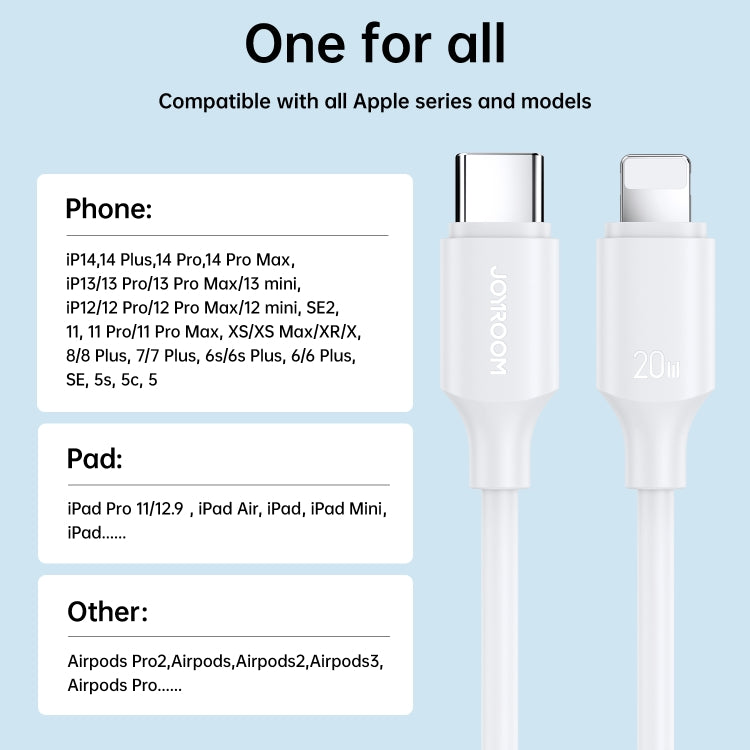 JOYROOM S-CL020A9 20W USB-C/Type-C to 8 Pin Fast Charging Data Cable, Length:1m(White)
