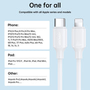 JOYROOM S-CL020A9 20W USB-C/Type-C to 8 Pin Fast Charging Data Cable, Length:1m(White)