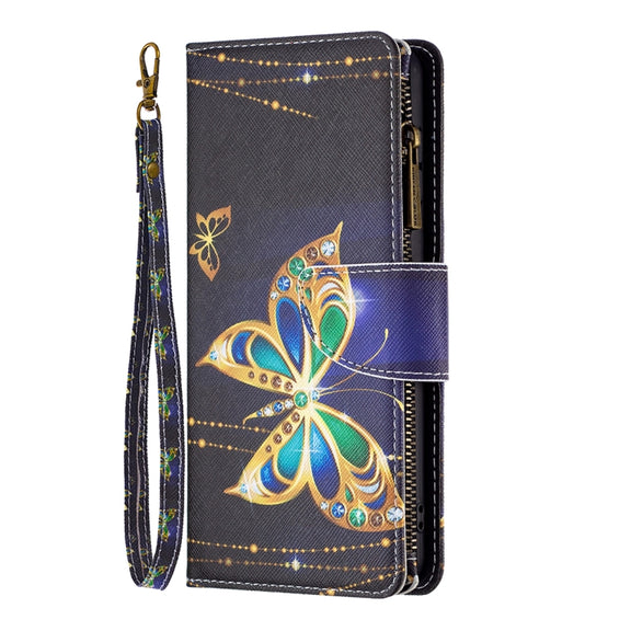 For Samsung Galaxy A14 5G Colored Drawing Pattern Zipper Leather Phone Case(Big Butterfly)