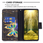 For Samsung Galaxy A14 5G Colored Drawing Pattern Zipper Leather Phone Case(Big Butterfly)