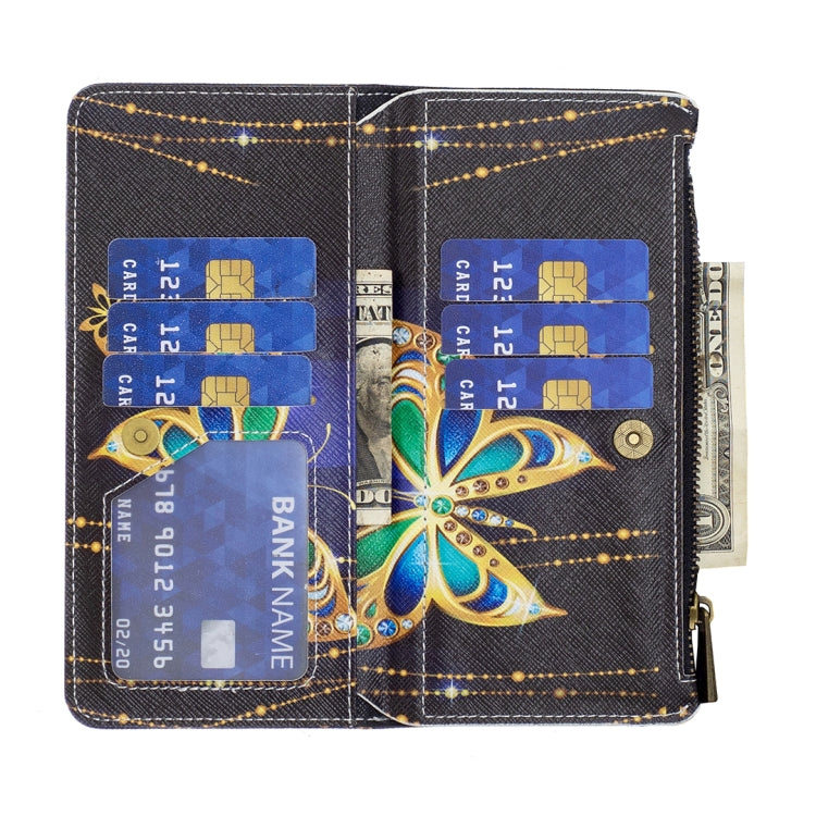 For Samsung Galaxy A14 5G Colored Drawing Pattern Zipper Leather Phone Case(Big Butterfly)