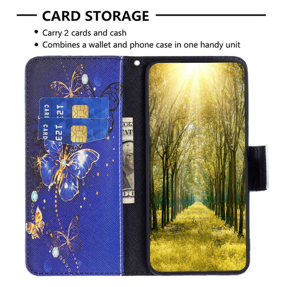 For Samsung Galaxy A14 5G Colored Drawing Pattern Leather Phone Case(Purple Butterfly)