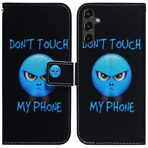 For Samsung Galaxy A14 5G Coloured Drawing Horizontal Flip Leather Phone Case(Anger)