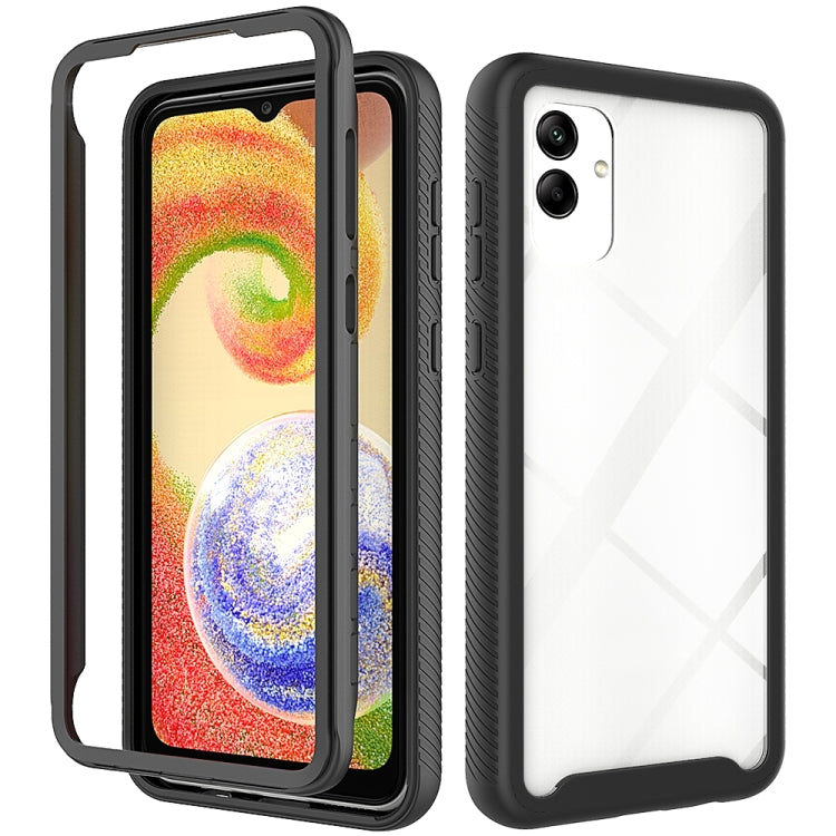 For Samsung Galaxy A04 Starry Sky Solid Color Shockproof TPU Clear PC Phone Case(Black)