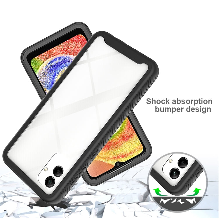 For Samsung Galaxy A04 Starry Sky Solid Color Shockproof TPU Clear PC Phone Case(Black)