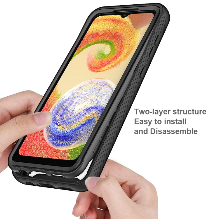 For Samsung Galaxy A04 Starry Sky Solid Color Shockproof TPU Clear PC Phone Case(Black)