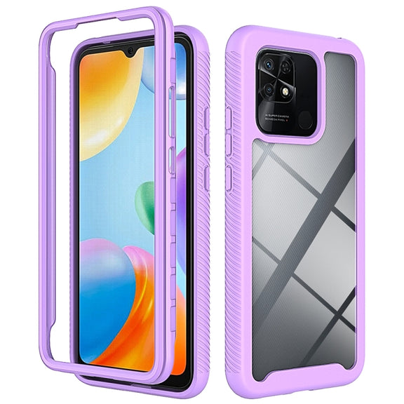 For Xiaomi Redmi 10C Starry Sky Solid Color Shockproof TPU Clear PC Phone Case(Purple)