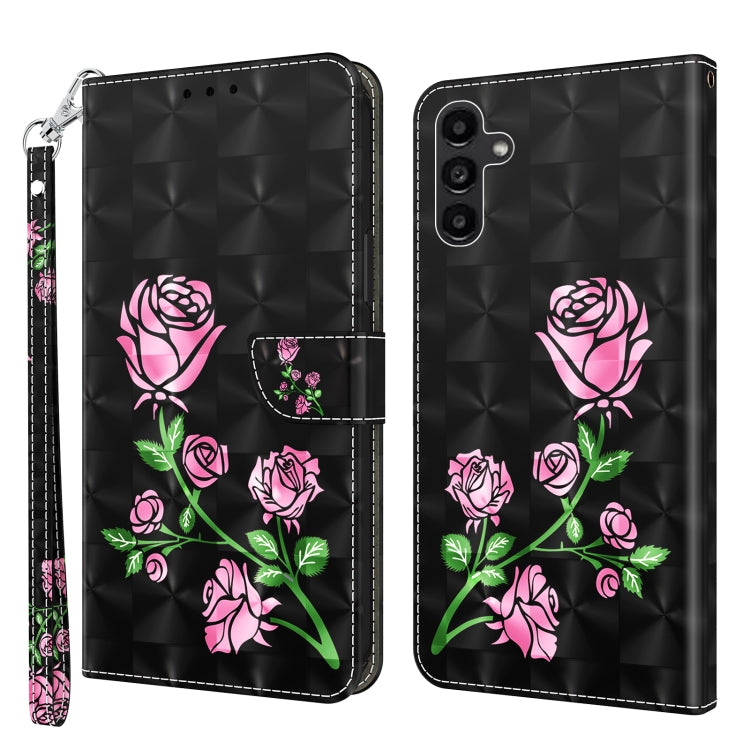 For Samsung Galaxy A14 5G 3D Painted Leather Phone Case(Rose)