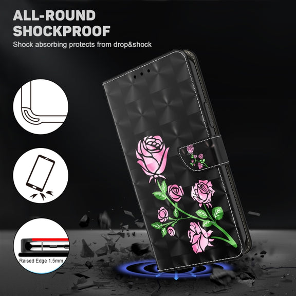 For Samsung Galaxy A14 5G 3D Painted Leather Phone Case(Rose)