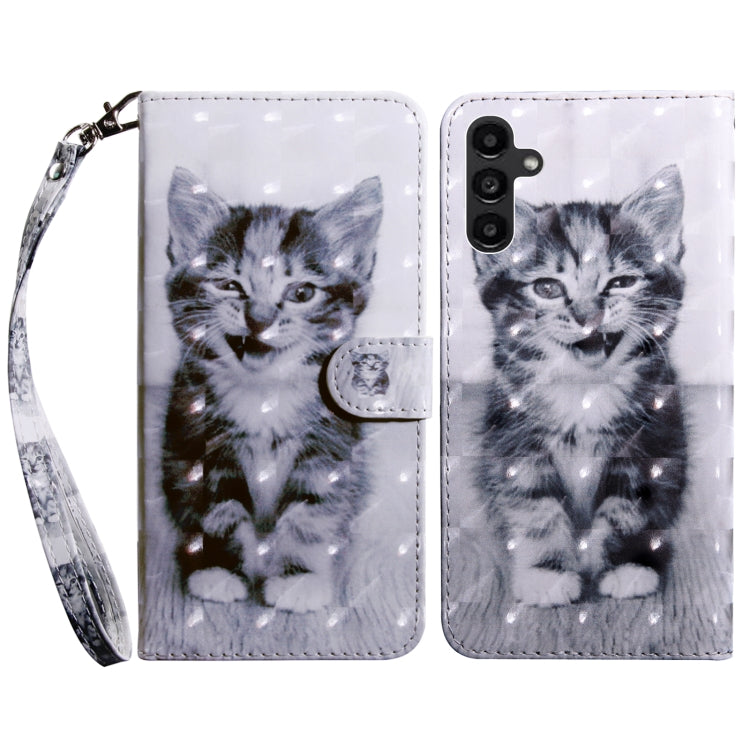 For Samsung Galaxy A14 5G 3D Painted Leather Phone Case(Smile Cat)