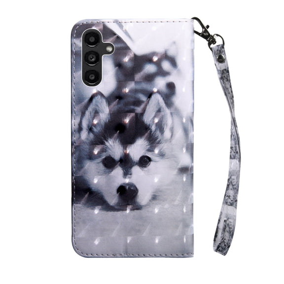 For Samsung Galaxy A14 5G 3D Painted Leather Phone Case(Smile Cat)