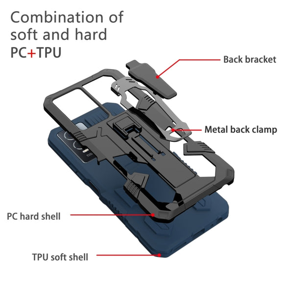 For Samsung Galaxy A04 Armor Warrior Shockproof PC + TPU Phone Case(Blue)