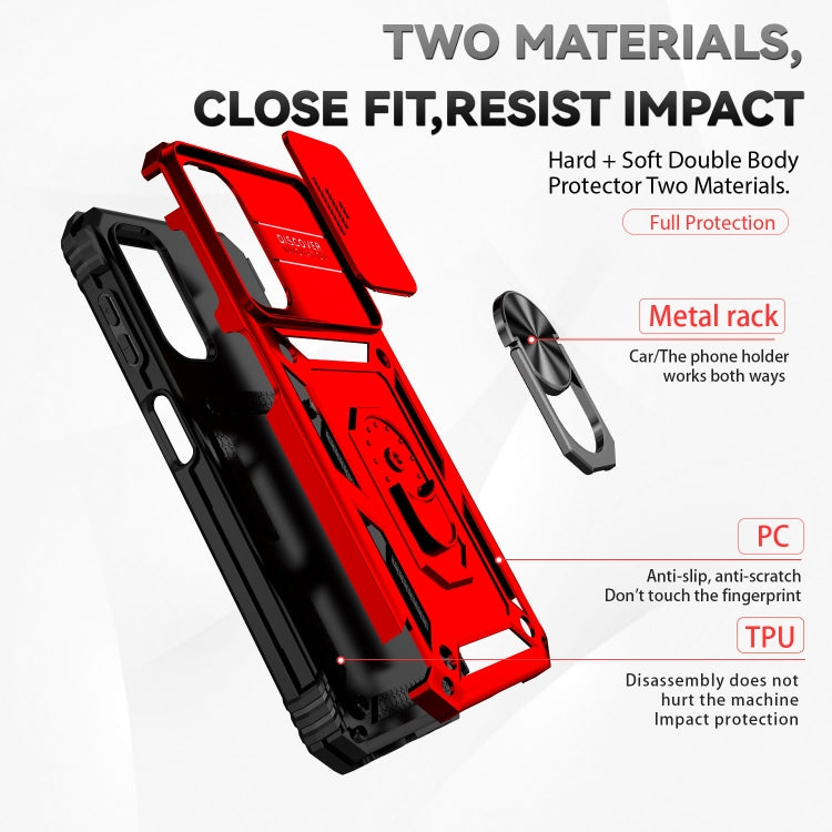 For Samsung Galaxy A14 5G Sliding Camshield Holder Phone Case(Red)
