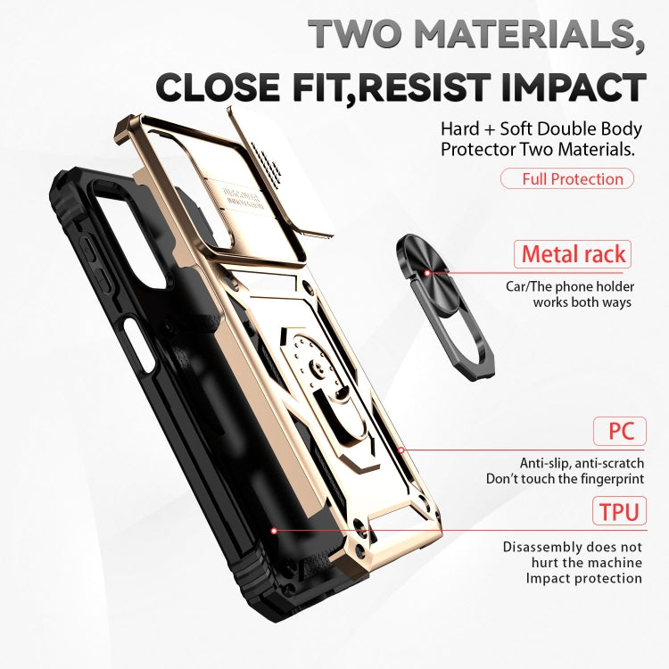 For Samsung Galaxy A14 5G Sliding Camshield Holder Phone Case(Gold)