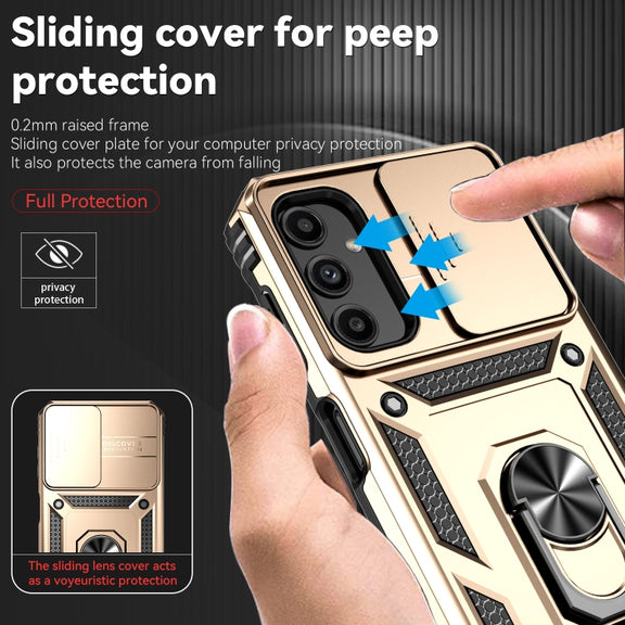 For Samsung Galaxy A14 5G Sliding Camshield Holder Phone Case(Gold)