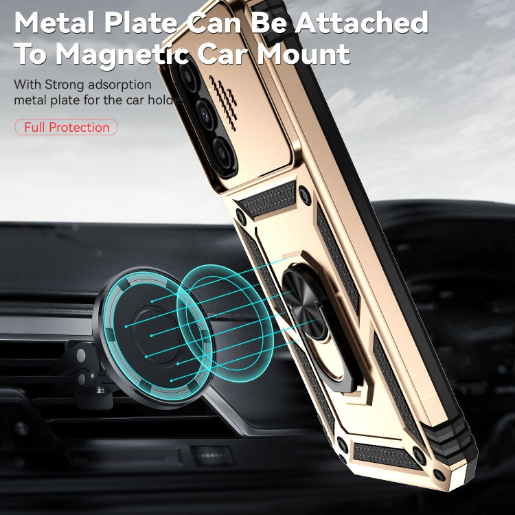 For Samsung Galaxy A14 5G Sliding Camshield Holder Phone Case(Gold)