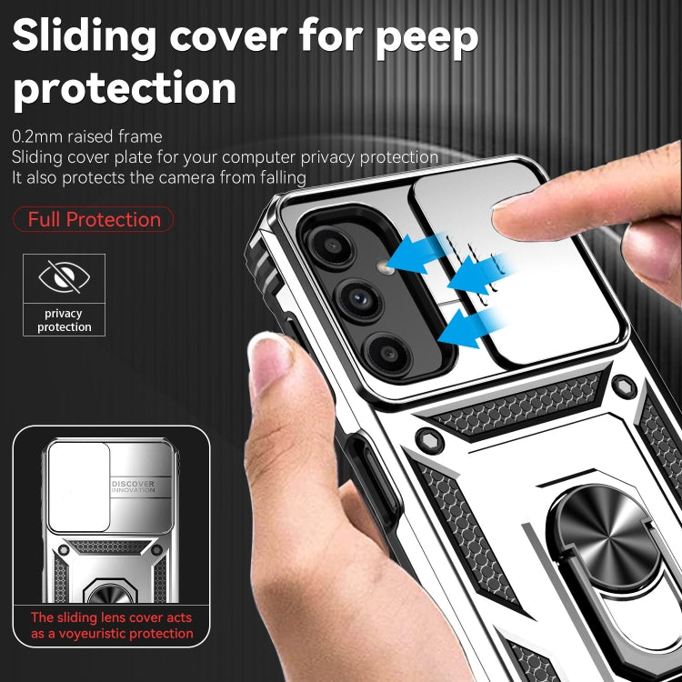 For Samsung Galaxy A14 5G Sliding Camshield Holder Phone Case(Silver)