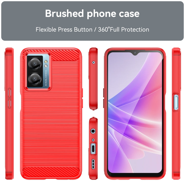 For OPPO A77s Brushed Texture Carbon Fiber TPU Phone Case(Red)