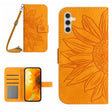 For Samsung Galaxy A04S Skin Feel Sun Flower Pattern Flip Leather Phone Case with Lanyard(Yellow) - Galaxy Phone Cases by PMC TechLife | Online Shopping South Africa | PMC TechLife