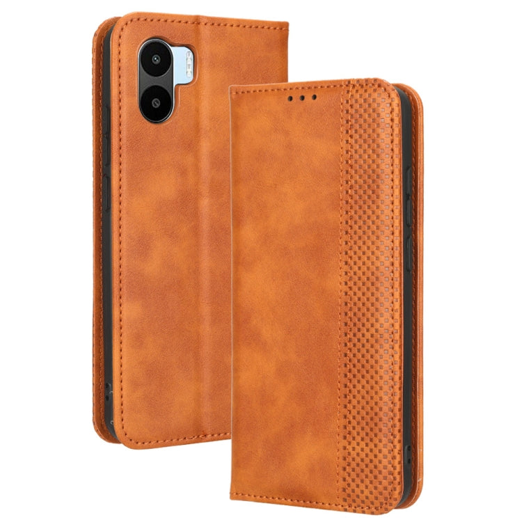 For Xiaomi Redmi A1 Magnetic Buckle Retro Texture Leather Phone Case(Brown)