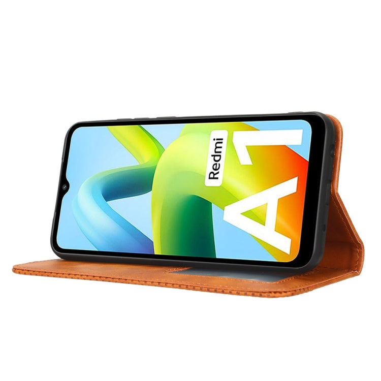 For Xiaomi Redmi A1 Magnetic Buckle Retro Texture Leather Phone Case(Brown)