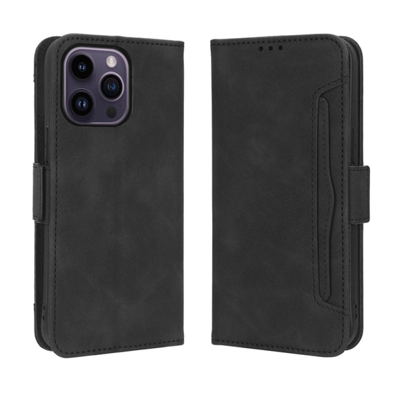 For iPhone 14 Pro Skin Feel Calf Texture Card Slots Leather Phone Case(Black)