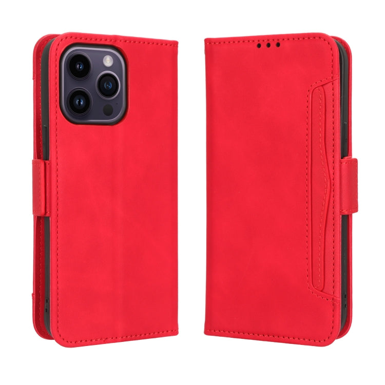For iPhone 14 Pro Skin Feel Calf Texture Card Slots Leather Phone Case(Red)