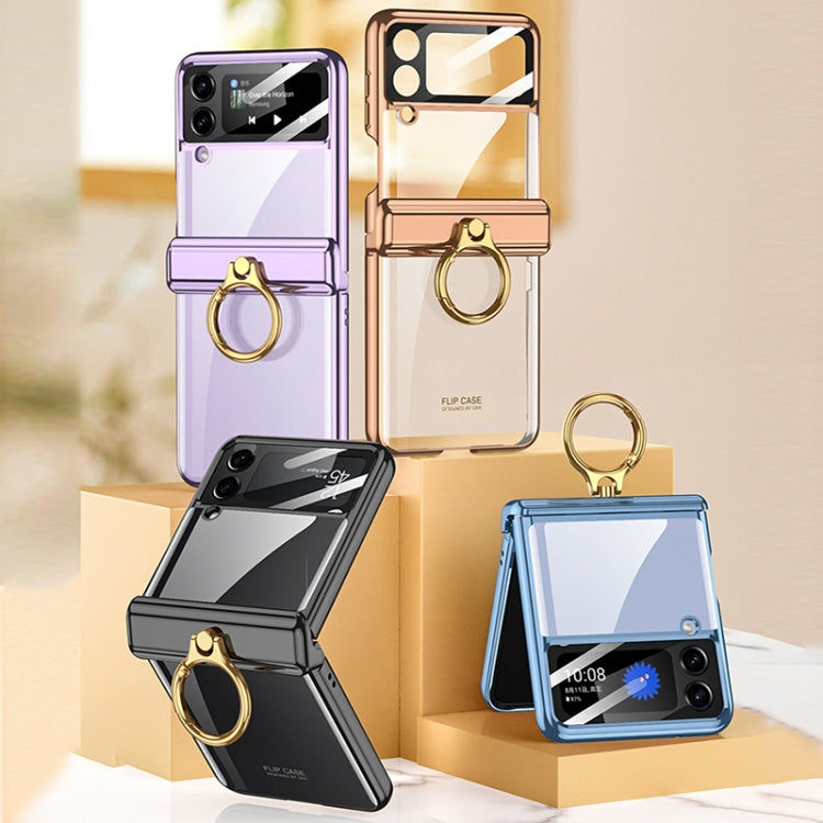 For Samsung Galaxy Z Flip4 GKK Magnetic Folding Phantom Rotary Phone Case with Ring Holder(Black)