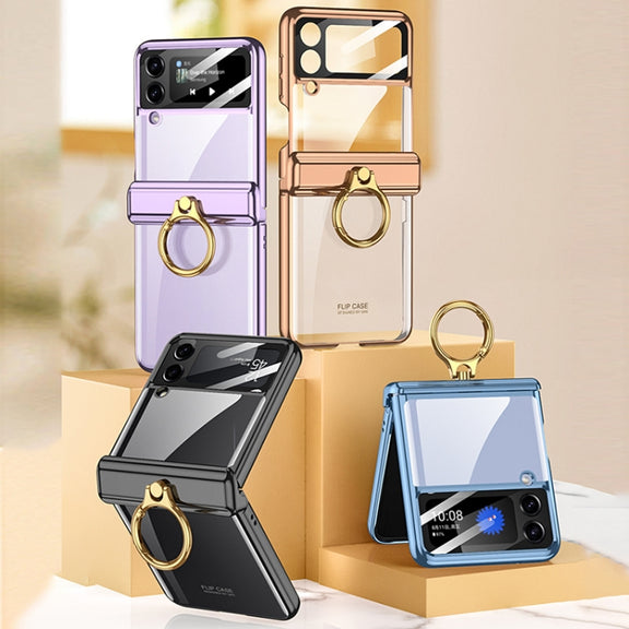 For Samsung Galaxy Z Flip4 GKK Magnetic Folding Phantom Rotary Phone Case with Ring Holder(Black)